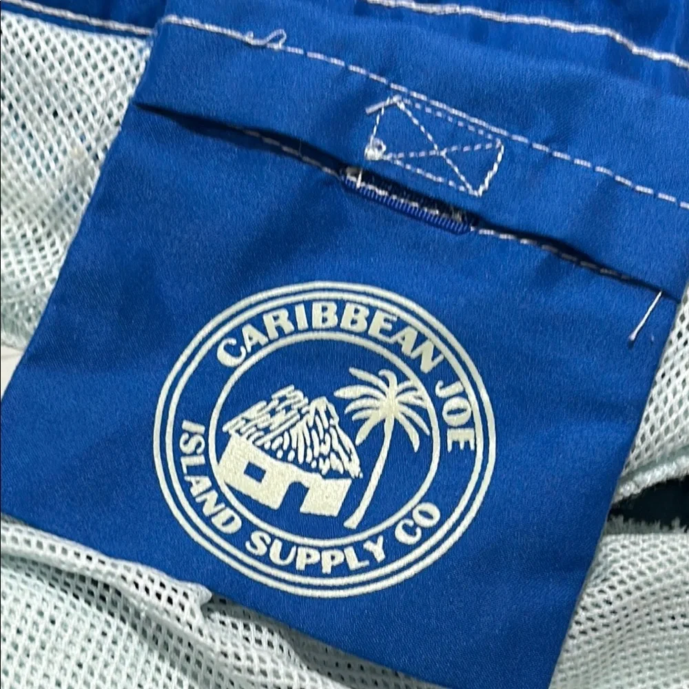 ⏰Caribbean Joe Blue and White Board Shorts Tropical Floral Design size XXL GUC